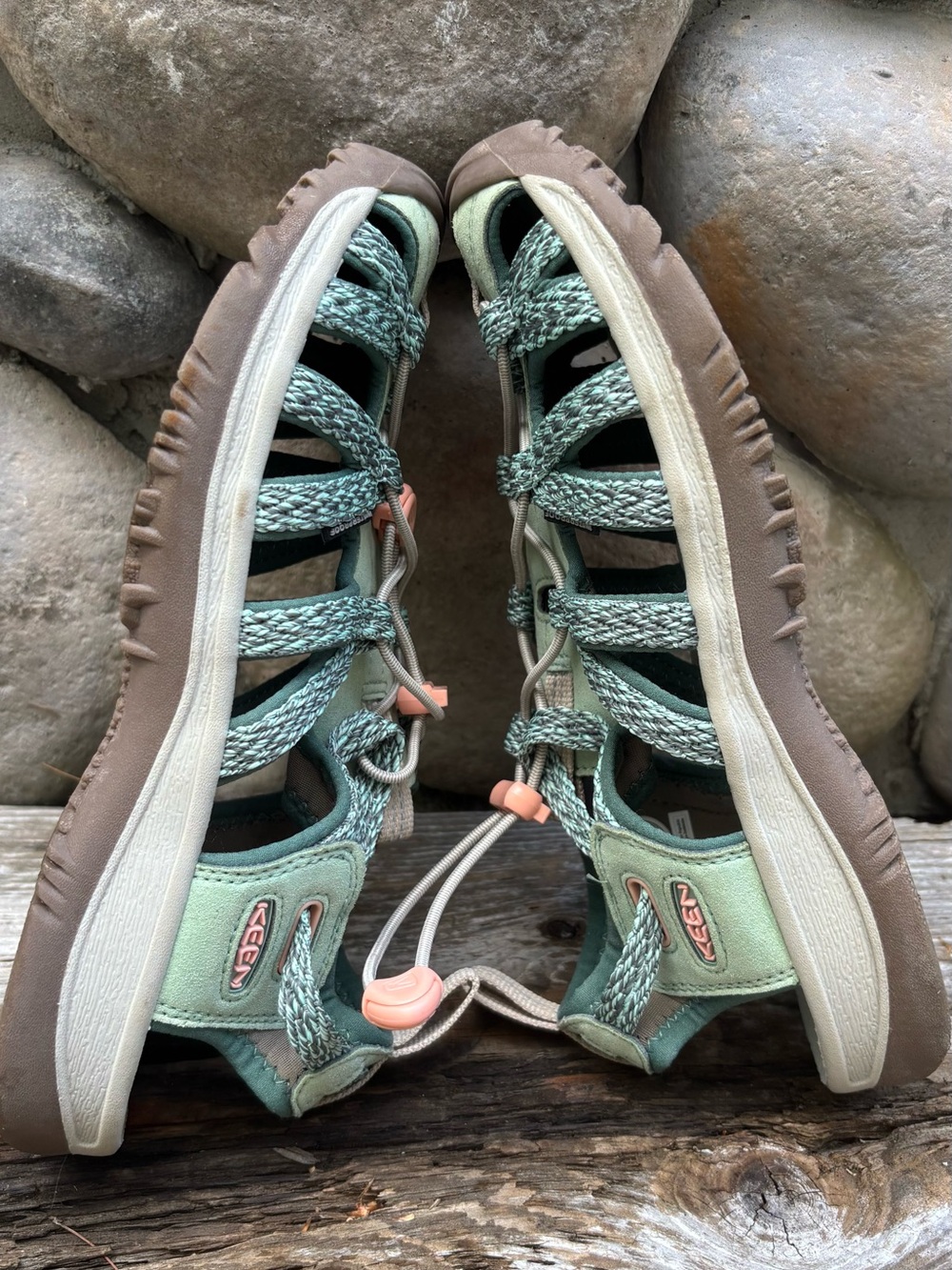 Keen Whisper Sandal- Woman’s Mint Green and Peach Outdoor Sport Sandals - Picture 5 of 9